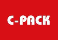 c pack logo auf roter flaeche